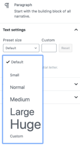 Change Font Size in WordPress Gutenberg - default sizes