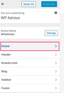 how to change wordpress fontsize - global settings